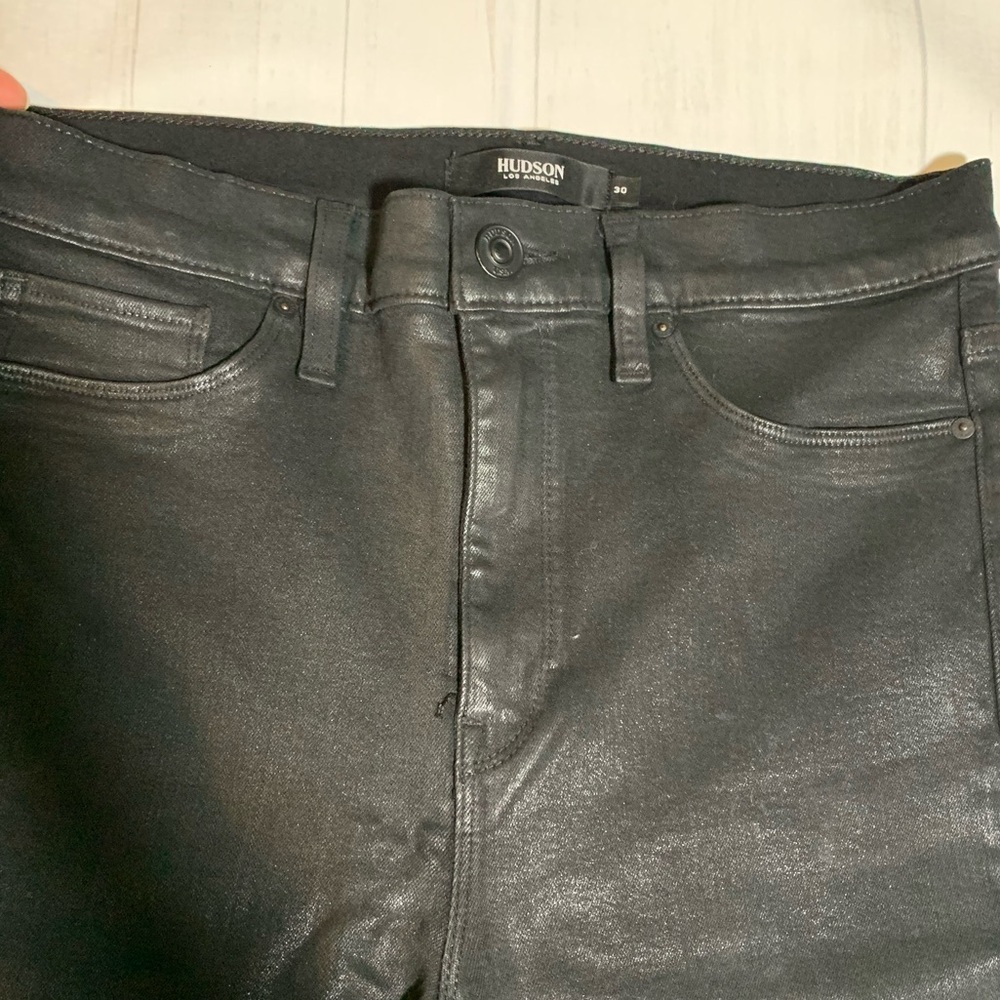 HUDSON high rise black shimmer pants. Bootcut. Size 30. - Picture 6 of 10
